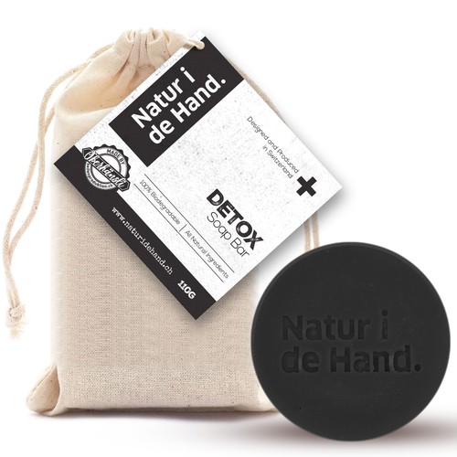 Eye-catching, trendy and environmentally friendly packaging for shampoo bar and natural soap produce Design by intanamir