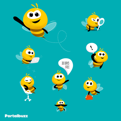 Create a bee mascot for Portalbuzz ad campaigns Design by Manoj Kharade