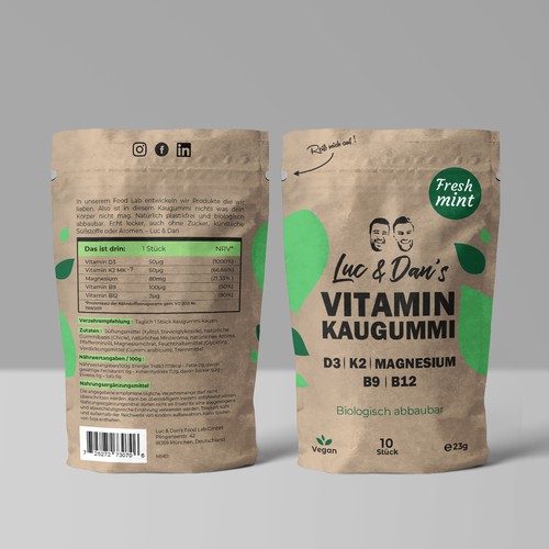 First creative packaging for a natural vitamin chewing gum Design by Noha.Akkad