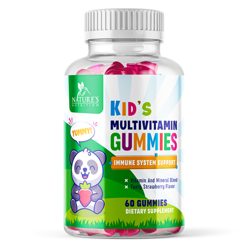 Tasty Kids Multivitamin Gummies Product Label for Nature's Nutrition Design by ZAKIGRAPH ®