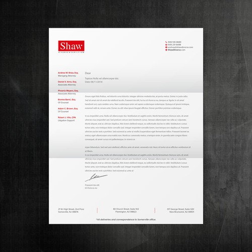 Letterhead for Divorce & Family Law Firm; Modern, Minimalist, Conservative Design Design by Felix SH