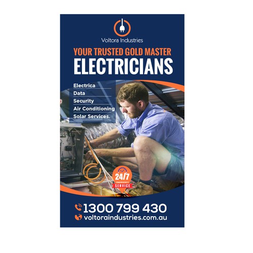 Voltora Industries Back Wall Banner Design by Sketch Media™