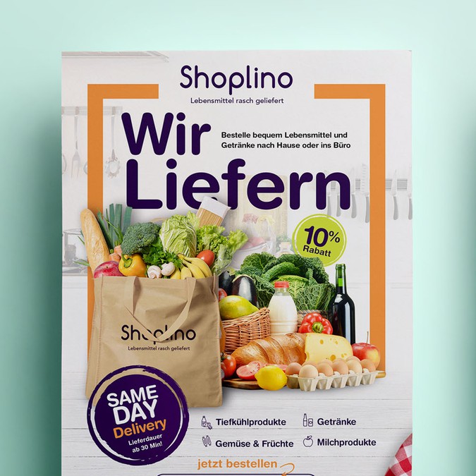 Erstellen Sie Ein Flyer Fur Lebensmittel Lieferung Postcard
