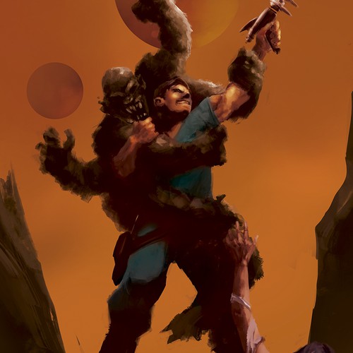 70's style science-fantasy custom art for book cover Design by licarto