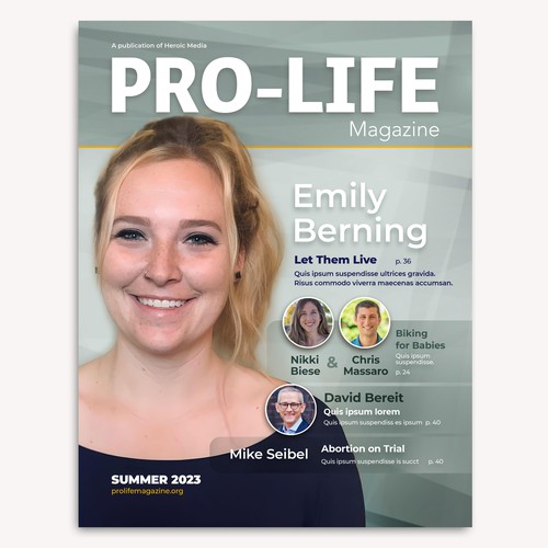 Magazine Cover for Pro-Life Non-Profit Réalisé par cwitzke