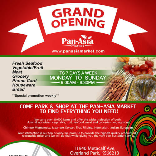 Advertisement poster for a Asian Supermarket store "Emphasis healthy