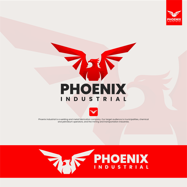 Phoenix Industrial — Geometric Phoenix Logo for Welding & Metal Fabrication