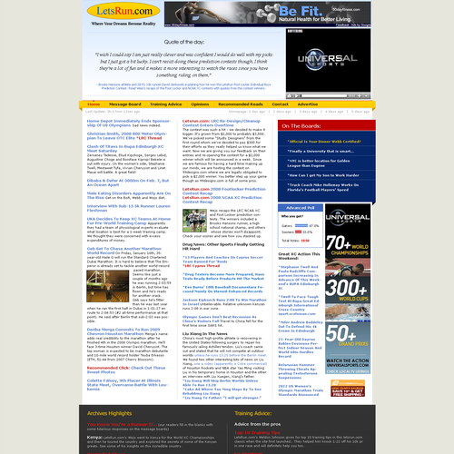 LetsRun.com Homepage Re-Design/Cleanup Diseño de pscola