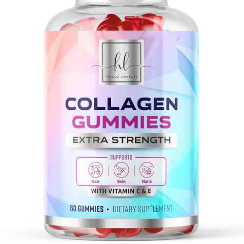 Hello Lovely needs a Collagen Gummies product label Réalisé par ZAKIGRAPH ®