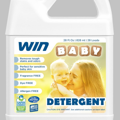 WIN Baby Detergent bottle label Design by Air_designs