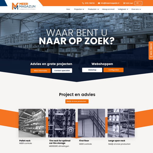 Creative website templates for a leading pallet racks company_ Meermagazijn Design by Technology Wisdom