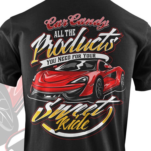 Design a unique car themed t shirt for carcandy automotive detail