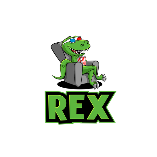 Design Rex Mobile App - Popcorn Eating T. Rex wearing 3D glasses por DZenhar Studio