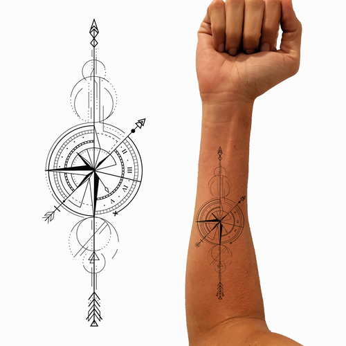 Design geometric arrow compass Tattoo Diseño de Anavic