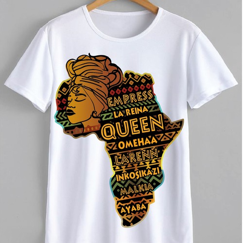African Diaspora "QUEEN" Dialect T-Shirt Design Design by zirach™