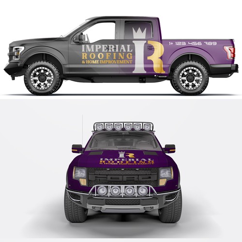 truck wrap for roofing company Design by Prabodhana