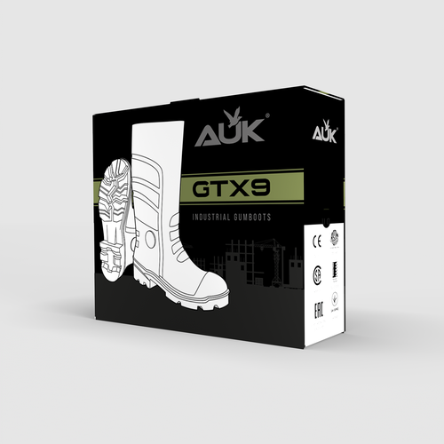 Create an inner and outer box design that introduces our new footwear model to the discerning factory worker Design by Dodda Leite