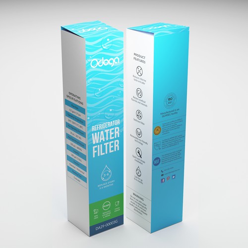 Looking for modern & luxurious redesign of water filter packaging Design by Denian