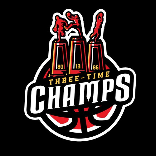 Basketball Logo for Team 'Three-Time Champs' - Your Winning Logo Featured on Major Sports Network Design by JDRA Design