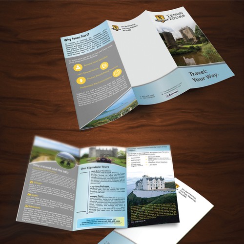 Create an inspiring travel brochure for an Ireland and UK tour operator! Design by NV Graphics