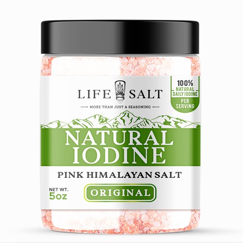 Label for Natural Iodine Pink Himalayan Salt that is fused with Seaweed Design by Design_byMe