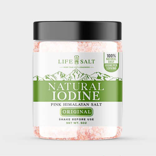 Label for Natural Iodine Pink Himalayan Salt that is fused with Seaweed Design by Design_byMe