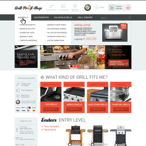 Online-Shop Design: New design for grill-profi-shop.de デザイン by brunomendes