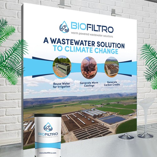 Design a Clean Trade Show Backdrop/Podium for a Regenerative Agriculture/Wastewater Company Design by Designbe