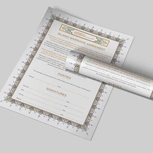 Design A Beautiful Islamic Marriage Agreement Document Template Design by G-r-a-p-h▼