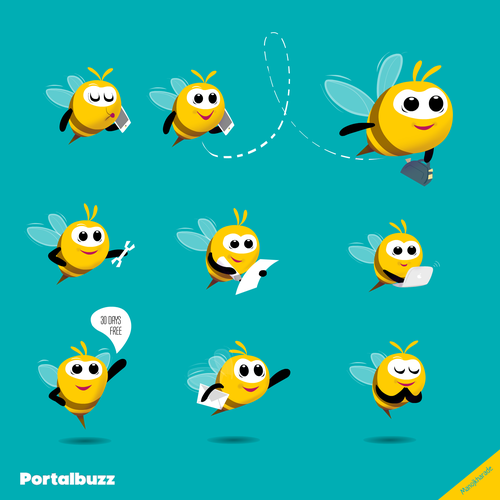 Create a bee mascot for Portalbuzz ad campaigns Design by Manoj Kharade