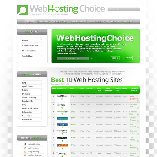 Redesign WebHostingChoice.com Design by juaranya