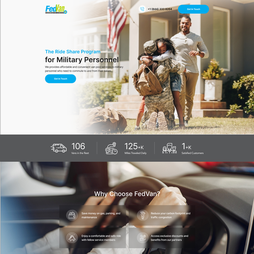 Modern Vanpool Franchise Marketing Landing Page Design by Crozign