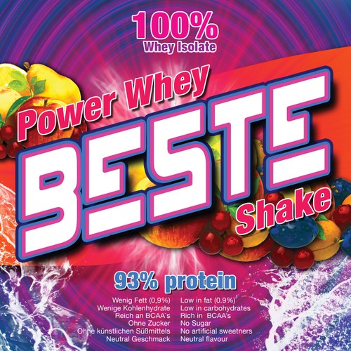 Striking, colourful, fruity label needed for the best Protein Design by AngelDesign