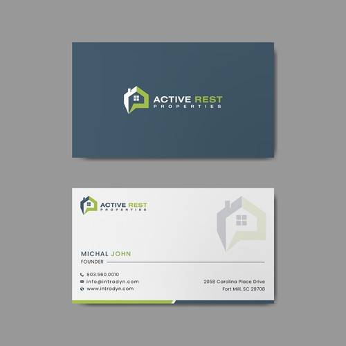 Modern Business Cards for Active Rest Properties Design by Saman Osama