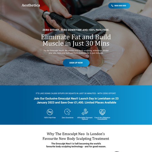 Designs Landing Page For Aesthetic Clinic Launch Day Event Landing