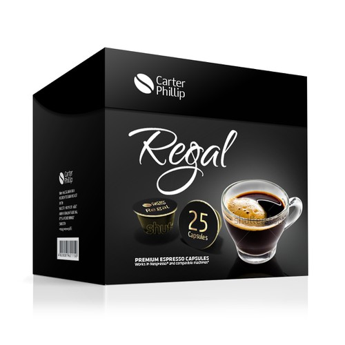 Design an espresso coffee box package. Modern, international, exclusive. Design by Coshe®