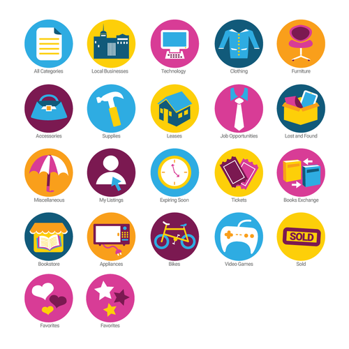 Create category icons for marketplace app!, Icon or button contest