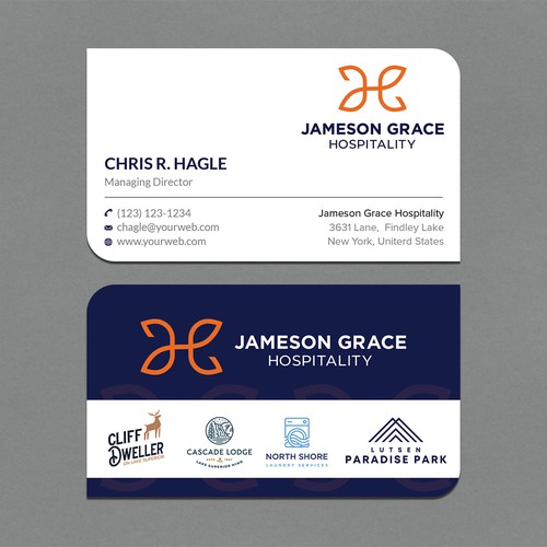 Create a modern and clean business card for a parent company with 4 subsidiaries Design by CurveSky™ ☑️