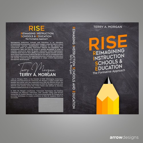 Education book cover for new innovative thought leader with fresh ideas. Design by Arrowdesigns