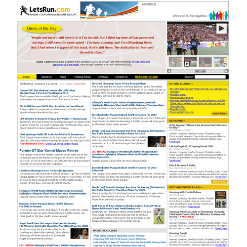 LetsRun.com Homepage Re-Design/Cleanup Diseño de Talahib Design
