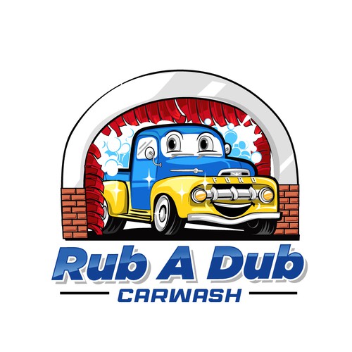 A funny logo for a tunnel carwash. Colorful. Design by Gula Jawa