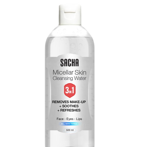 Sacha Micellar Water bottle 500ml Design by Creativedzine