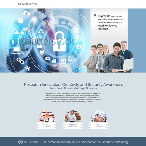 Professional as well as cool landing page for an innovative company that keep your business secure Design by miketjan