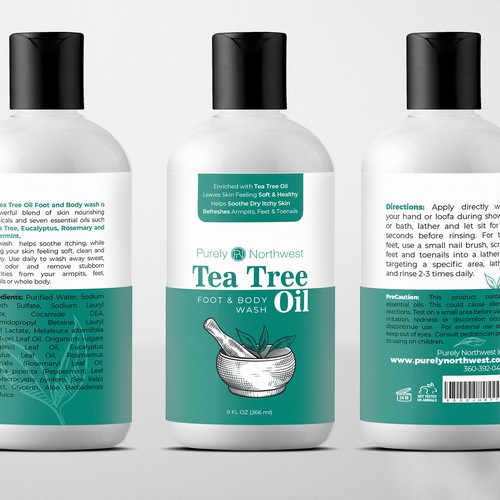 Updated Tea Tree Body Wash Label Design réalisé par Dimario Moretti