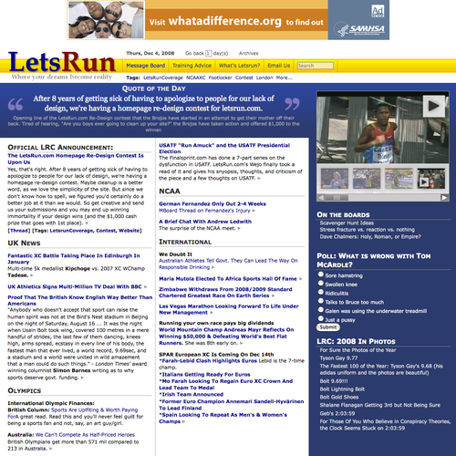 LetsRun.com Homepage Re-Design/Cleanup Diseño de dburnham