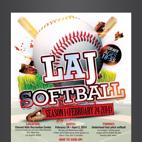 Create a simple, yet appealing flyer for a new private softball league