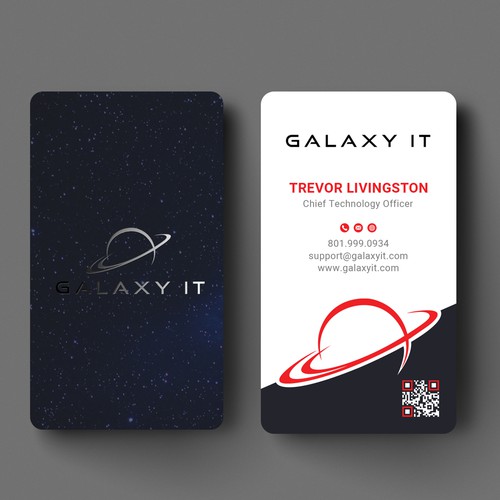 Create a Stellar Space-Themed Business Card for Galaxy IT Design by Roni_