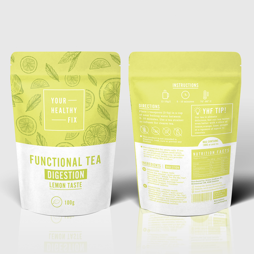 Functional Tea collection design for a health supplement brand! Design by Andrea Malagarriga