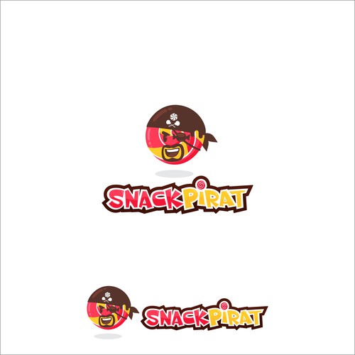 Pirate style logo for a food store (candy, snacks, beverages) Design by InkSay Design