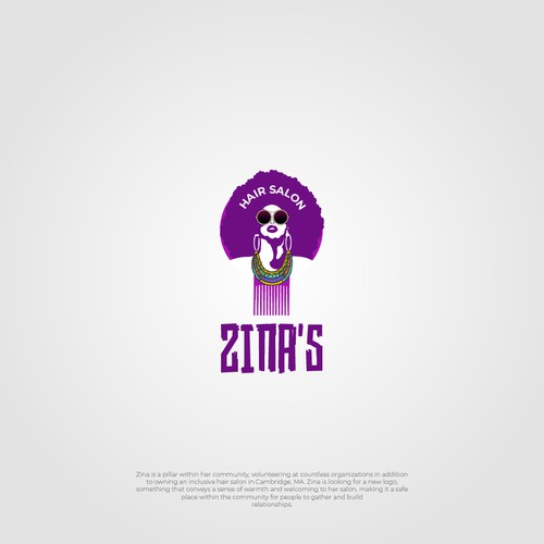 Showcase African Heritage and Glamour for Zina's Hair Salon Logo Design by Sonnie.